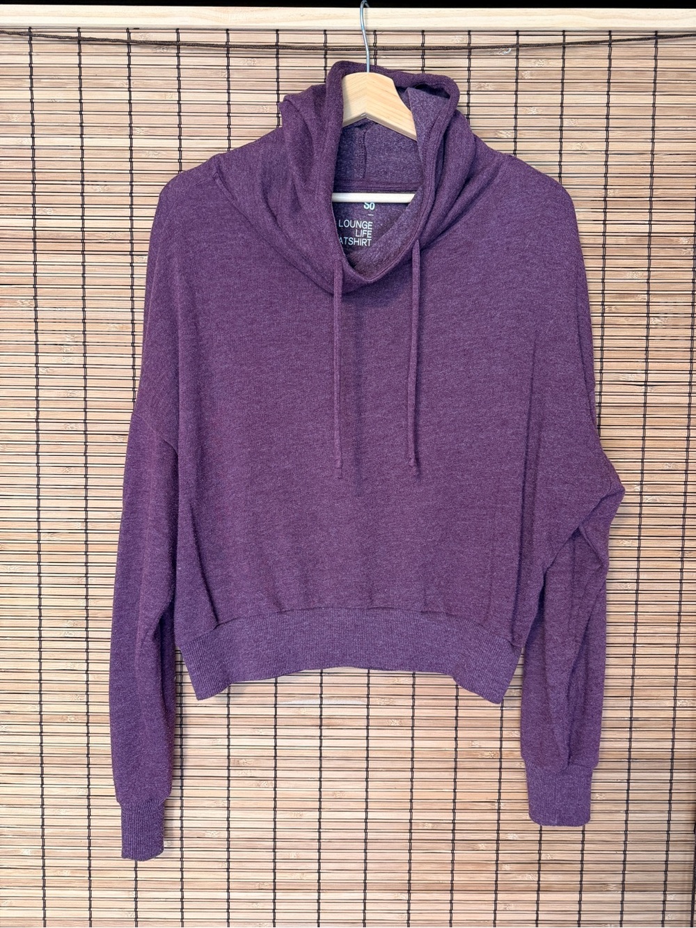 SO brand, Lounge Cowl-Neck Cropped Sweater in Plum